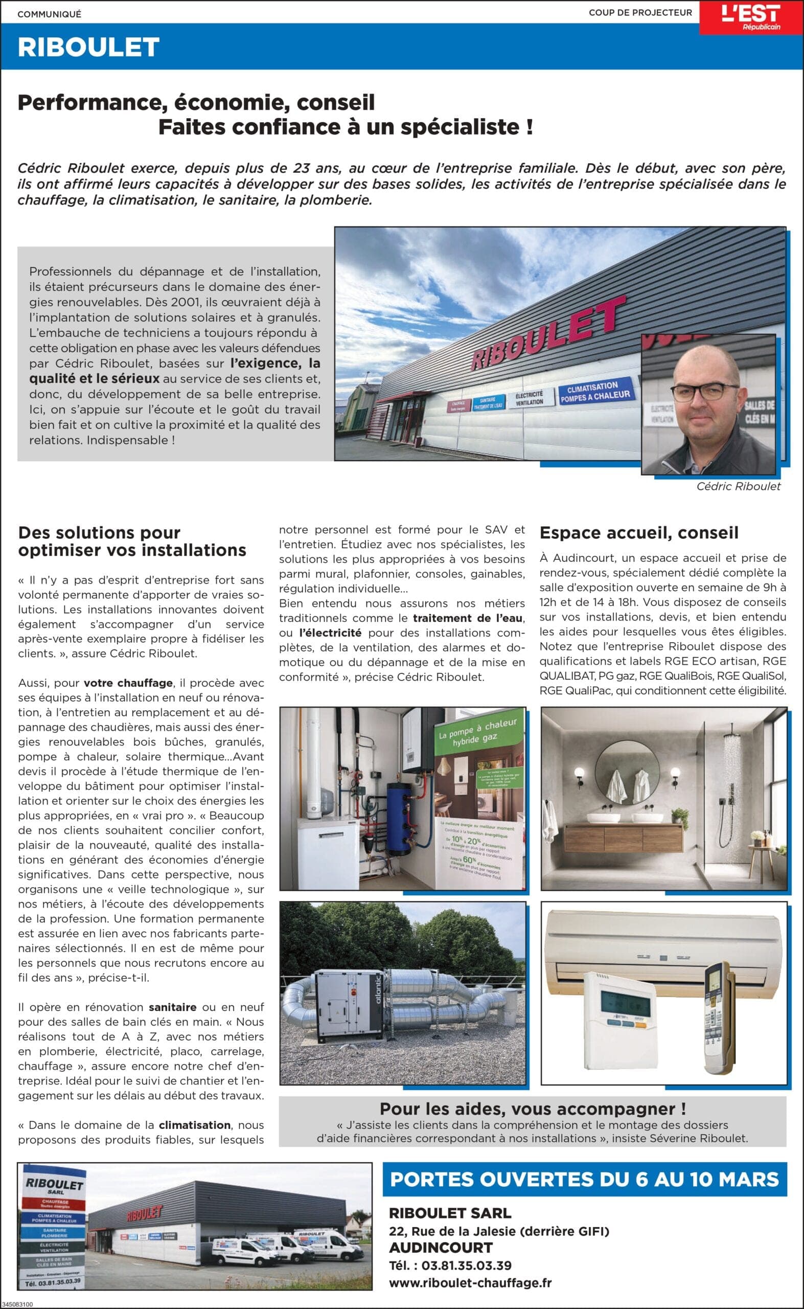 Article de L'Est Républicain sur la SARL Riboulet